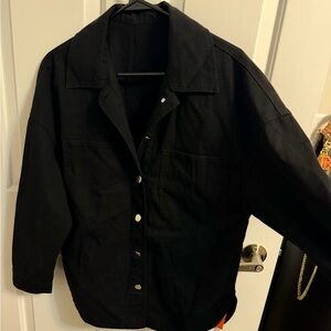 Women's Black Button-Front denim Jacket